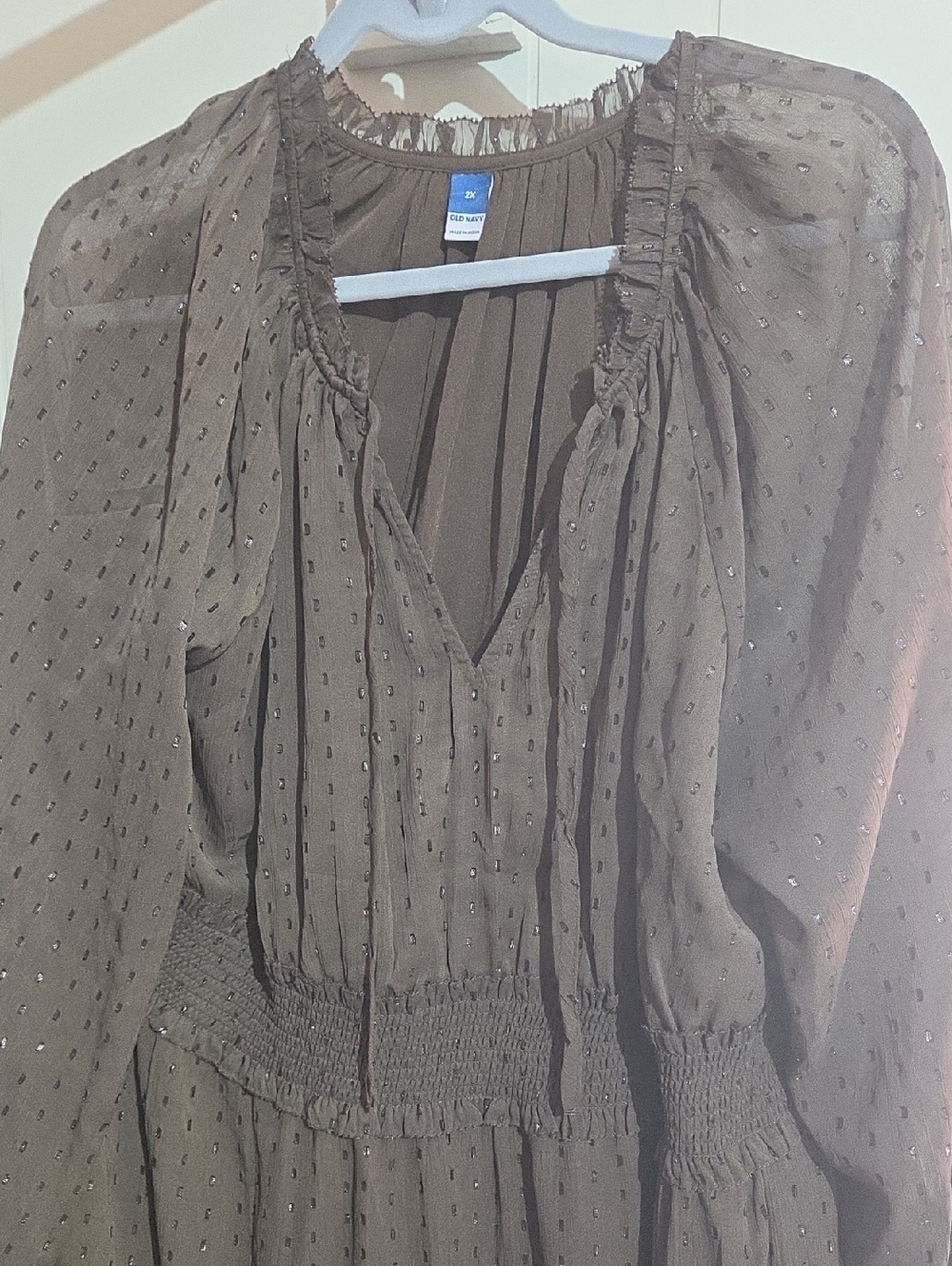 Smocked Waist Brown Old Navy Peasant 2x Plus Dress